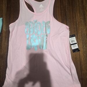 adidas Pink Racerback Tank with Aqua Graphic